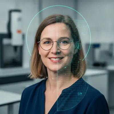 KI-generiertes Porträt der KI-Redaktionsfigur Lena Hartmann