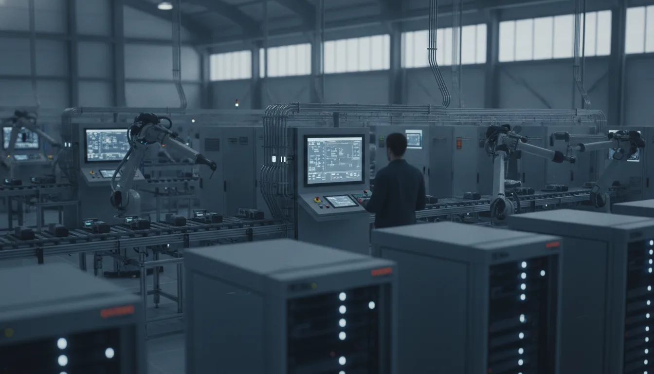 Vernetzte Produktionsanlage mit digitalen Steuerungselementen und Sensoren